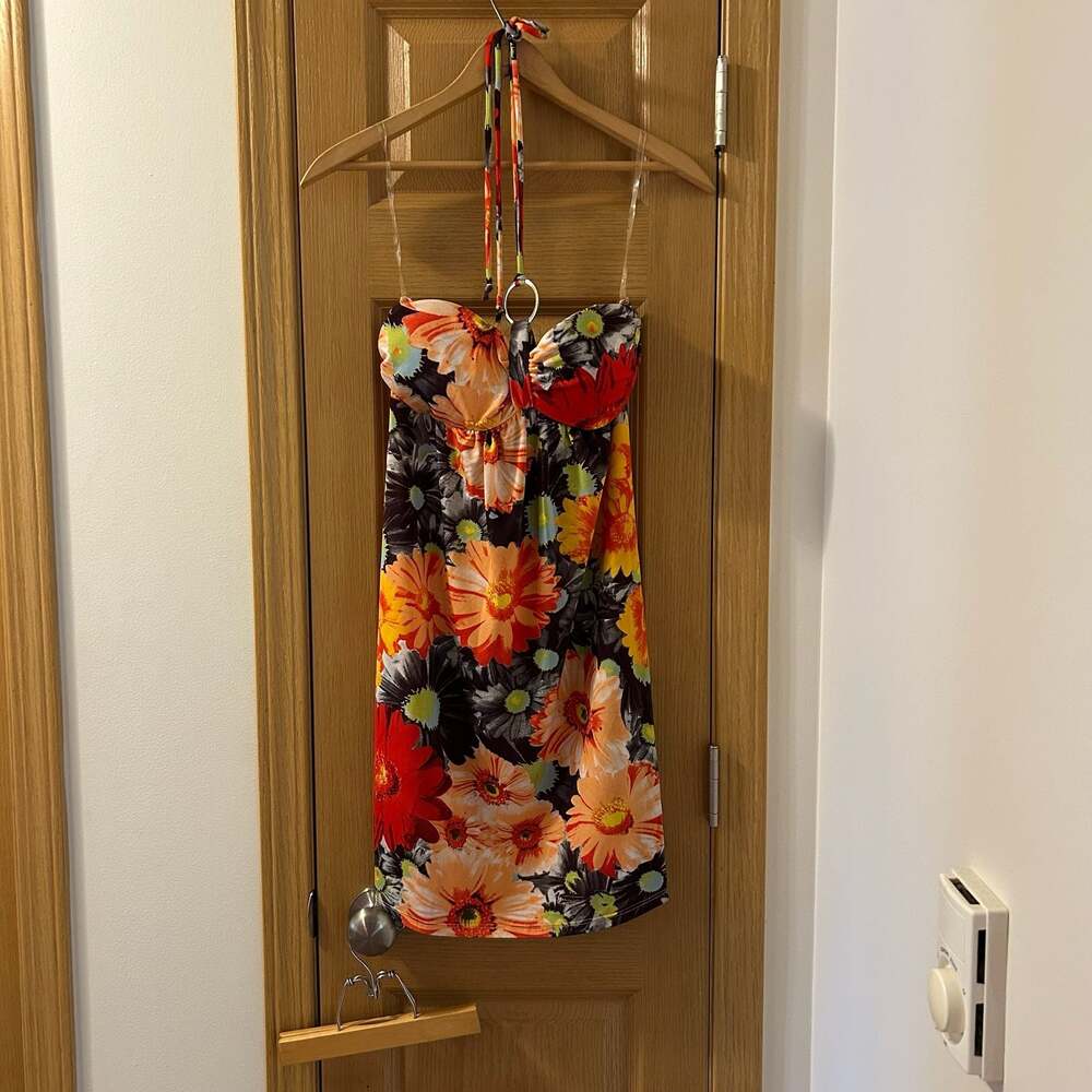 Cristinalove Floral Halter Dress Size L Style 6210 vintage y2k